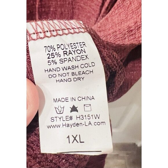 Hayden LA Crimson Red Tunic Dress 3/4 Sleeves Mid Length Plus Size 1XL A-Line - Picture 5 of 5